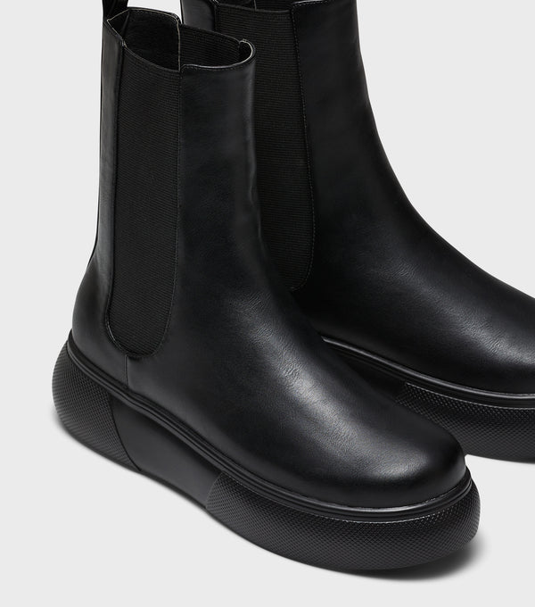 London Rebel Phoebe Black Chunky Chelsea Boots