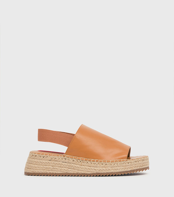 London Rebel Piper Tan Espadrille Wedge Sandal