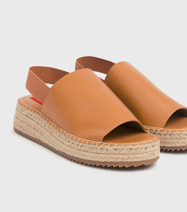 London Rebel Piper Tan Espadrille Wedge Sandal