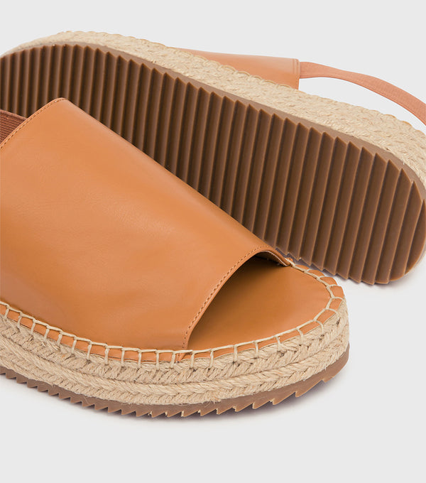 London Rebel Piper Tan Espadrille Wedge Sandal