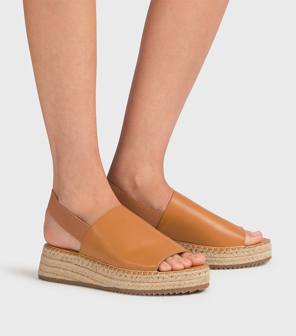 london rebel Piper Tan Espadrille Wedge Sandal