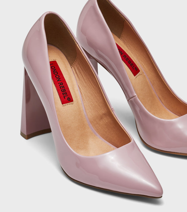 London Rebel Rochelle Nude Pointed Toe Court Shoes
