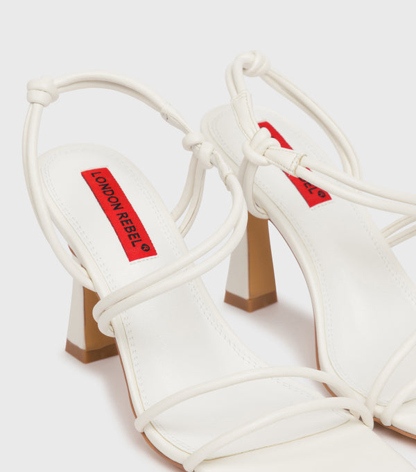 London Rebel Sally White Strappy Heeled Sandals