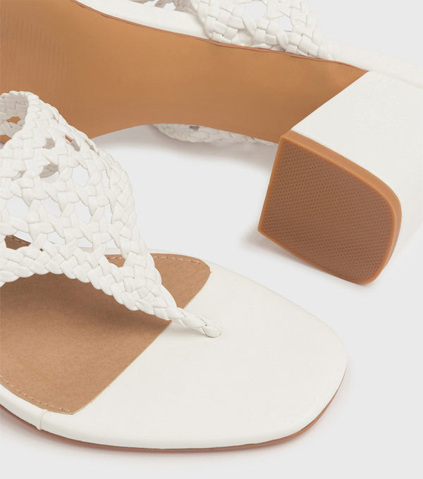 London Rebel Sarah White Crochet Mule Sandals