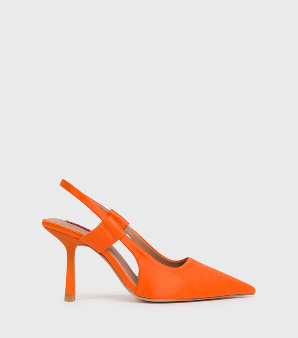 london rebel Maisie Orange Pointed Toe Stiletto Heeled Shoes