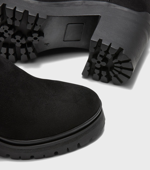 London Rebel Nancy Black Over The Knee Heeled Boots