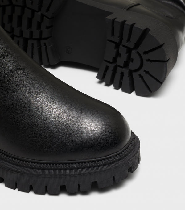 London Rebel Polly Black Over The Knee Stretch Sock Boots