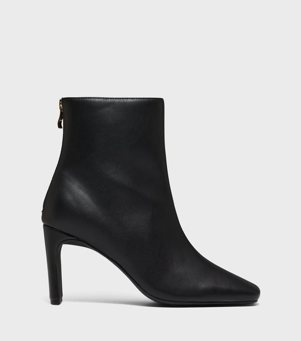 London Rebel Steph Black Heeled Ankle Boot With Zip