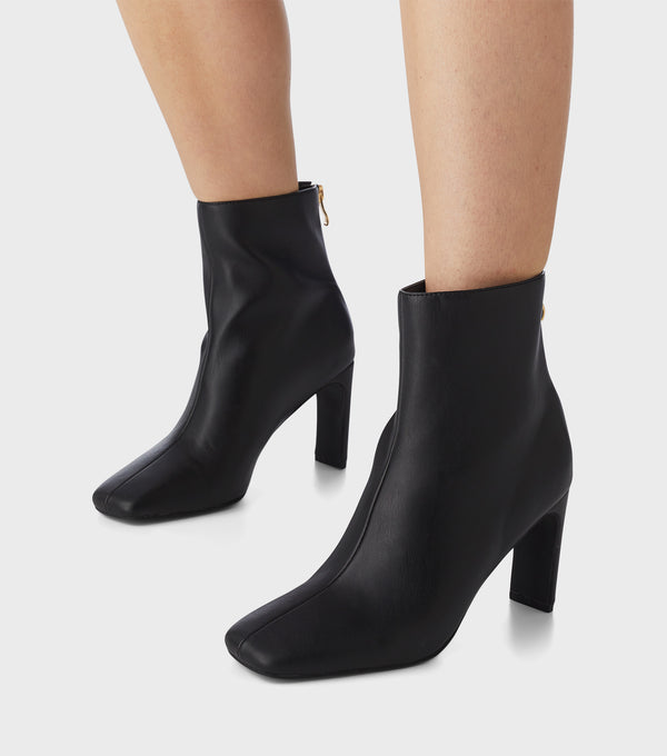 london rebel Steph Black Heeled Ankle Boot With Zip