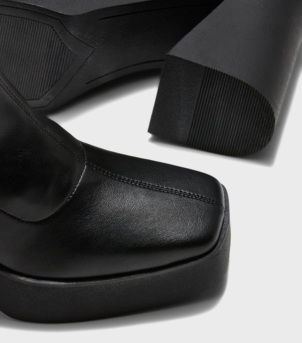 London Rebel Wendy Black Over The Knee Platform Boots