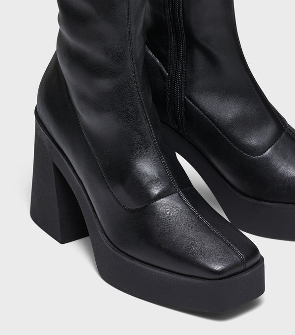 London Rebel Wendy Black Over The Knee Platform Boots