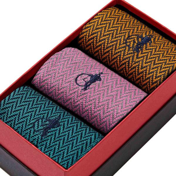 London Sock Company Bond St. Herringbone II 3-Pair Box