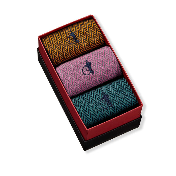 London Sock Company Bond St. Herringbone II 3-Pair Box
