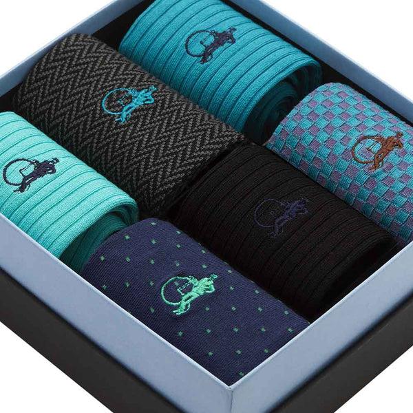London Sock Company Dash Of Class Ocean 6-Pair Box
