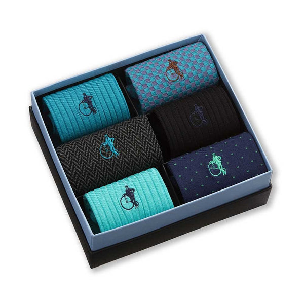 London Sock Company Dash Of Class Ocean 6-Pair Box