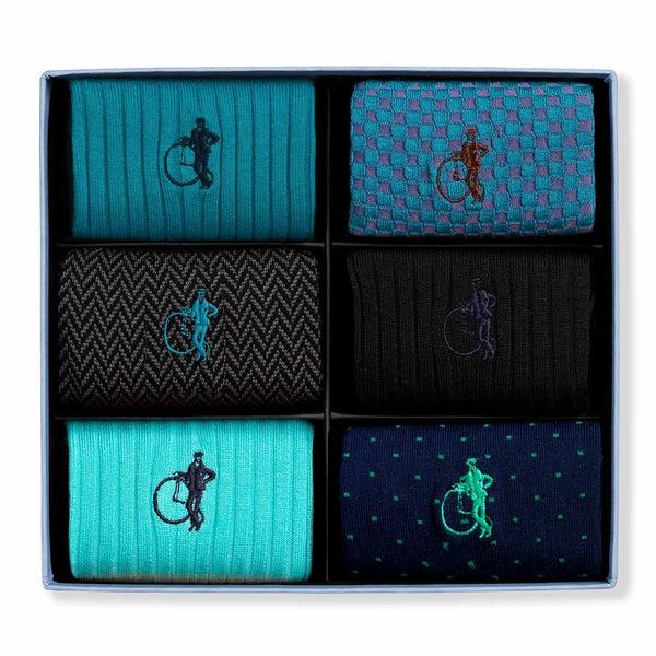 london sock company Dash of Class Ocean 6-Pair Box