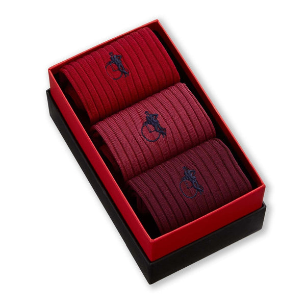 London Sock Company Rich Reds 3-pair Box