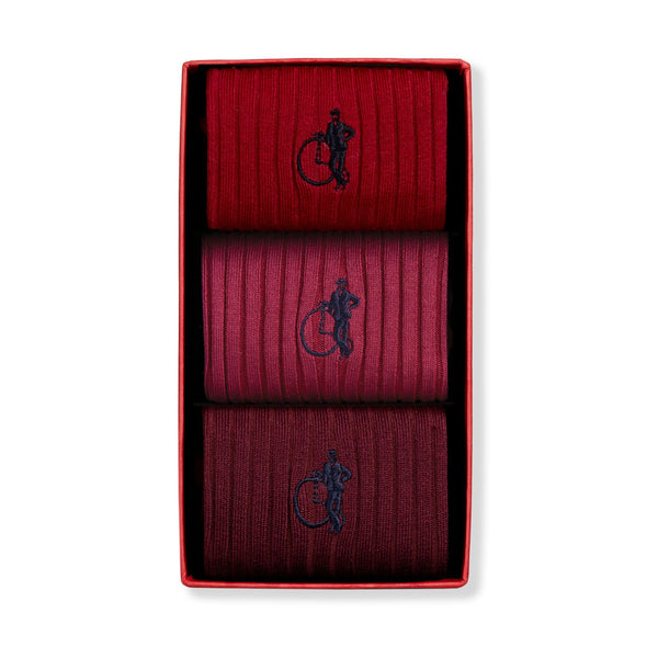 london sock company Rich Reds 3-pair box