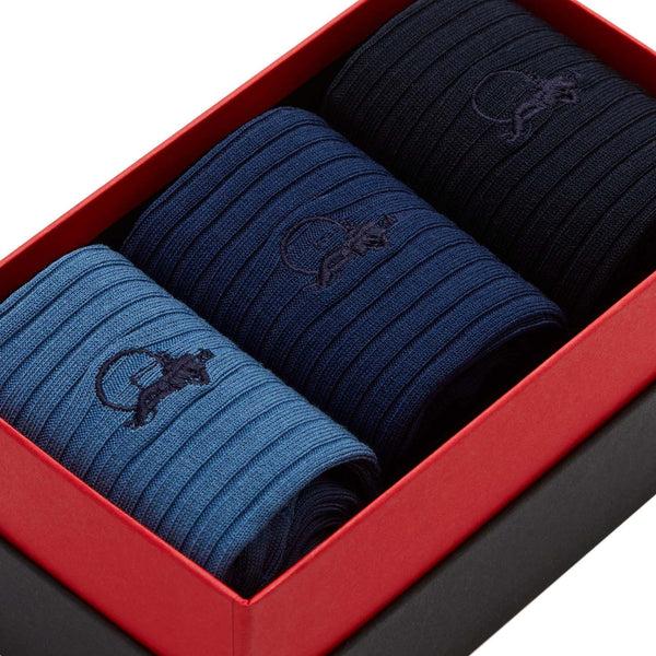London Sock Company Simply Blues I 3-Pair Box
