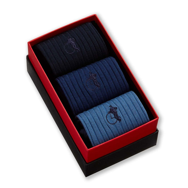 London Sock Company Simply Blues I 3-Pair Box