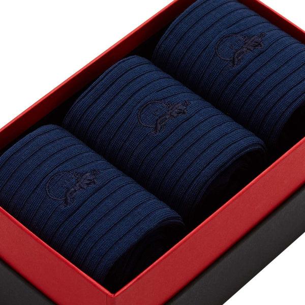 London Sock Company Simply French Blue 3-pair Box