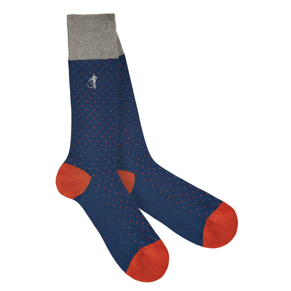 London Sock Company Spot Of Navy 3 Pair Box