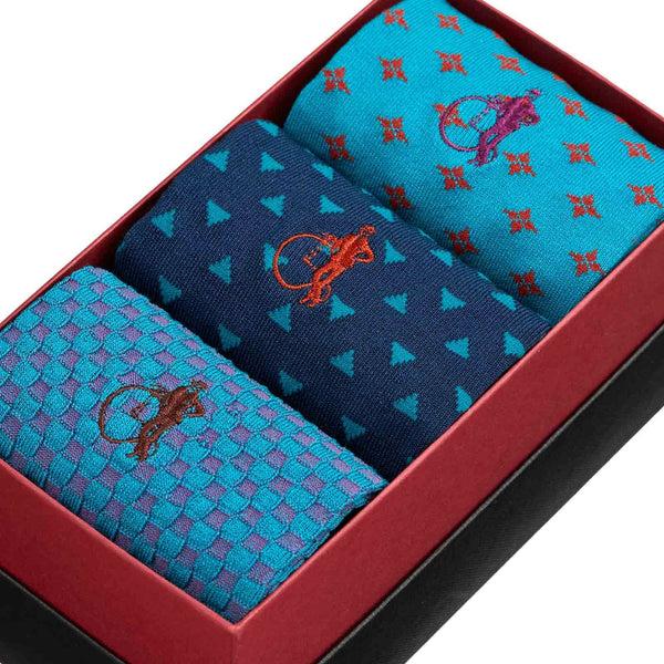 London Sock Company Vintage Blues 3-Pair Box