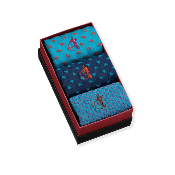 London Sock Company Vintage Blues 3-Pair Box