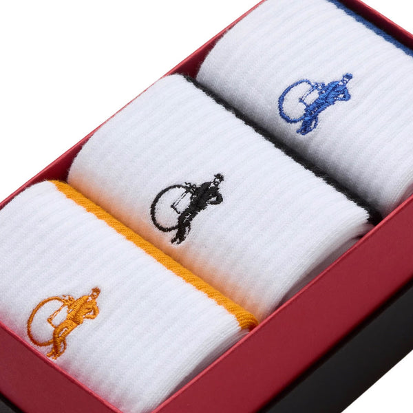 London Sock Company White Stripe 3-Pair Box