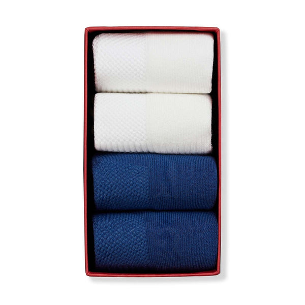 london sock company Simply Active Ankle White & Navy 4-Pair Box