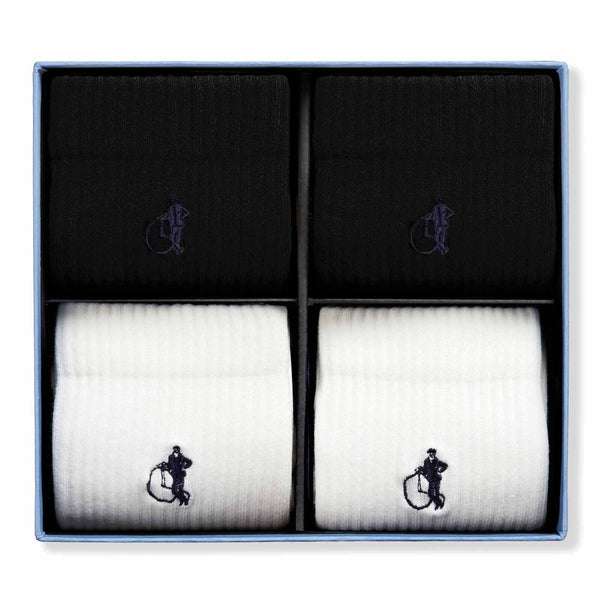 london sock company Simply Active Crew White & Black 4-Pair Box