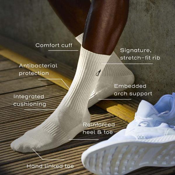 London Sock Company Simply Active Crew White & Navy 4-Pair Box