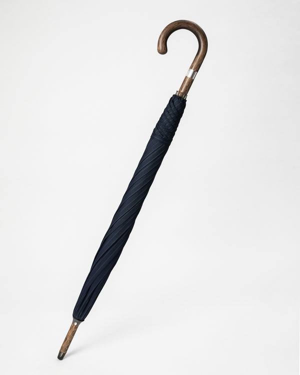London Undercover Navy Pinstripe Oak Solid Stick Umbrella