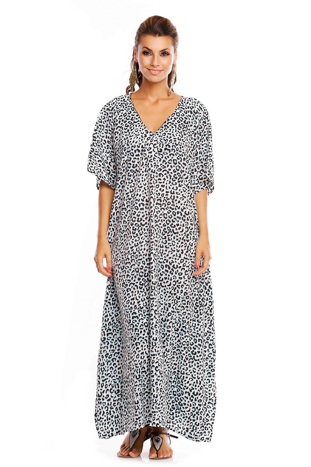 looking glam Ladies Animal Print Long Maxi Kaftan Full Length Dress