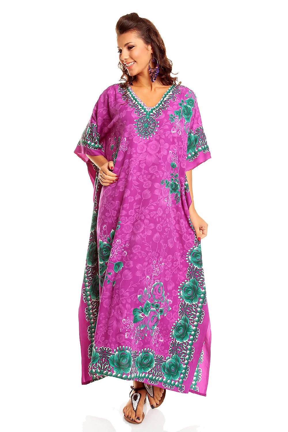 Looking Glam Ladies Full Length Maxi Kaftan Dress In Purple