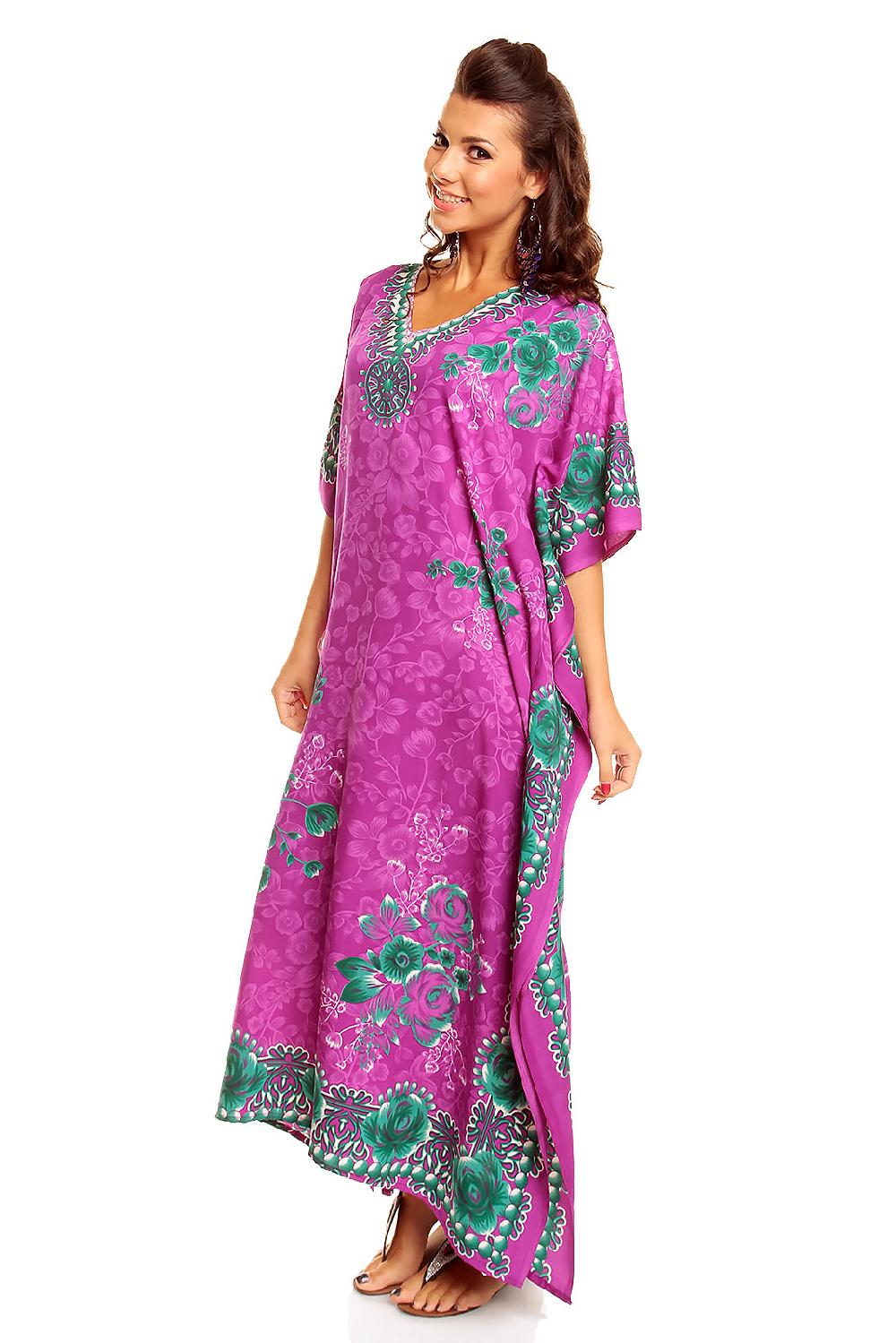Looking Glam Ladies Full Length Maxi Kaftan Dress In Purple