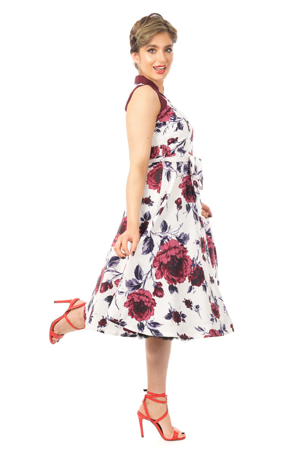 Looking Glam Retro Vintage Swing 1950's Floral Rose Dress