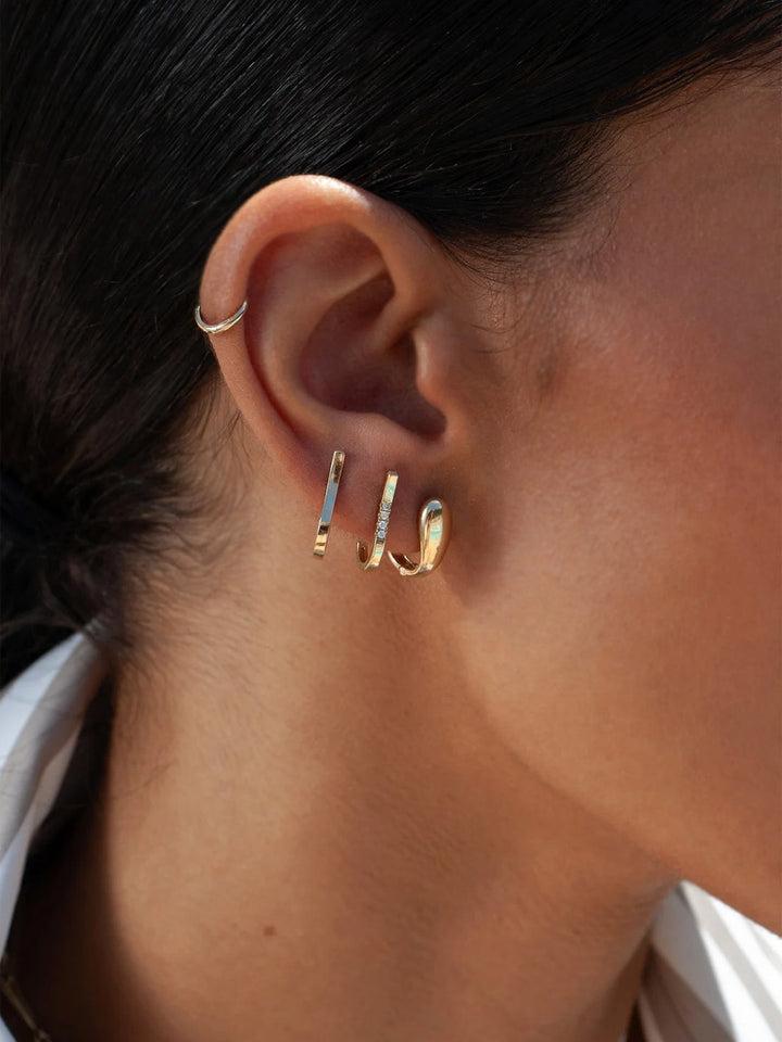 Loren Stewart Diamond Long Rod Huggies