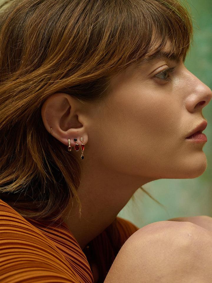 Loren Stewart Diamond Pave Barbell Huggies