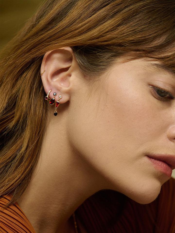 Loren Stewart Diamond Pave Barbell Huggies