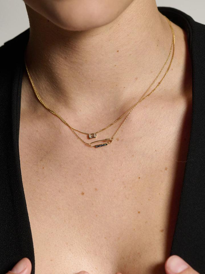 Loren Stewart Mini Baguette Safety Pin Necklace
