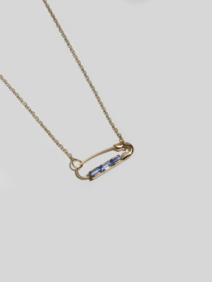 loren stewart Mini Baguette Safety Pin Necklace