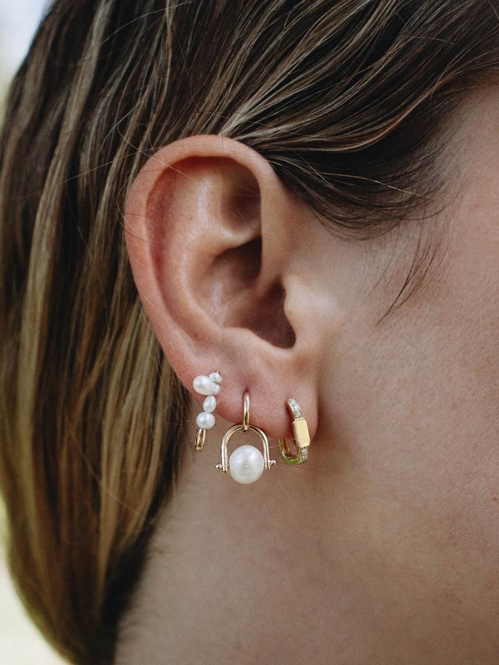 Loren Stewart Mini Mixed Pearl Safety Pin Earring