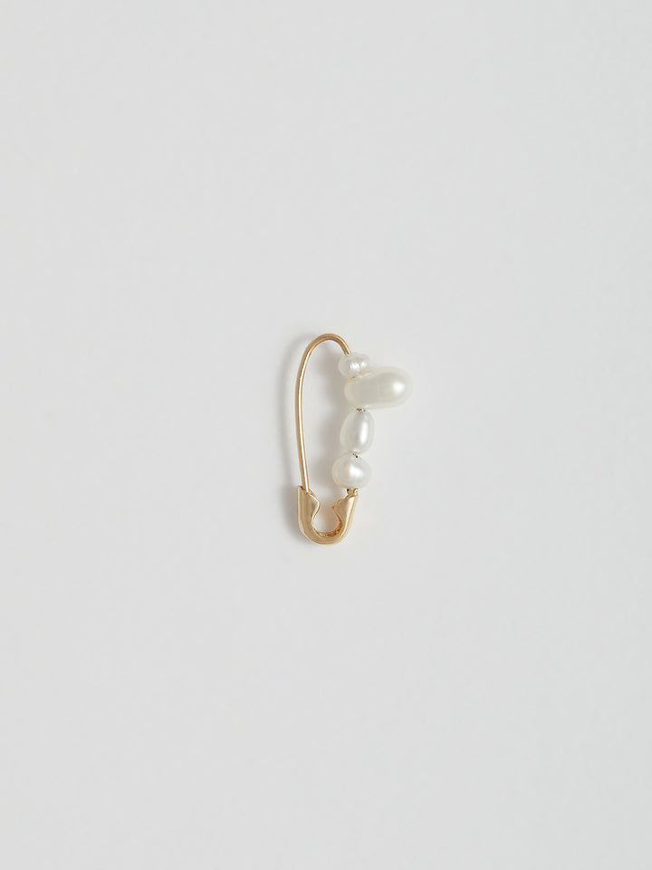 loren stewart Mini Mixed Pearl Safety Pin Earring