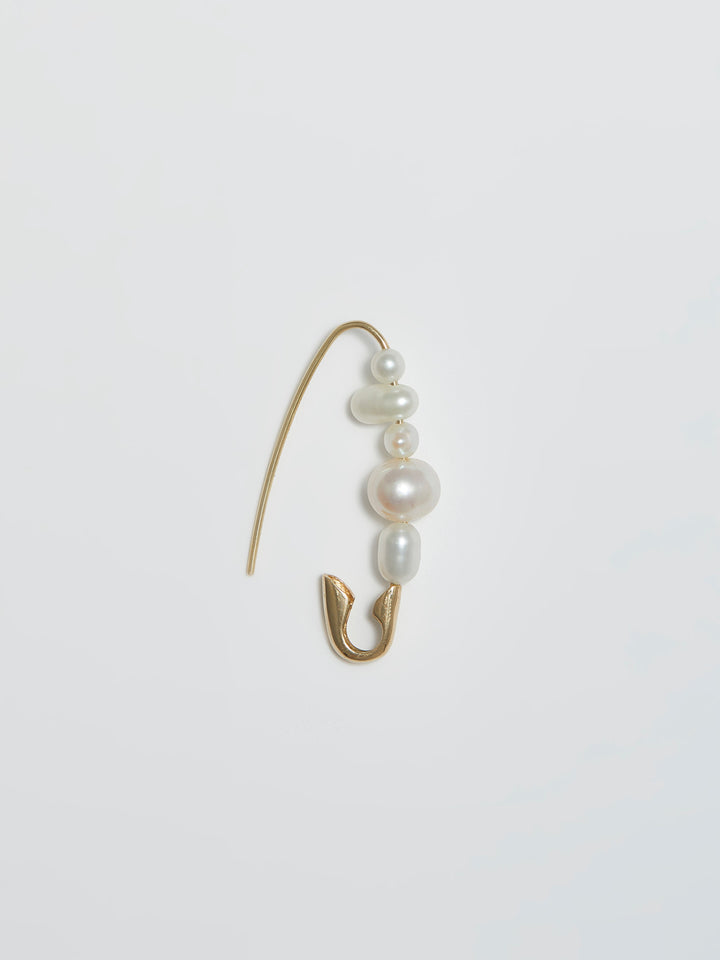Loren Stewart Mixed Pearl Safety Pin Earring