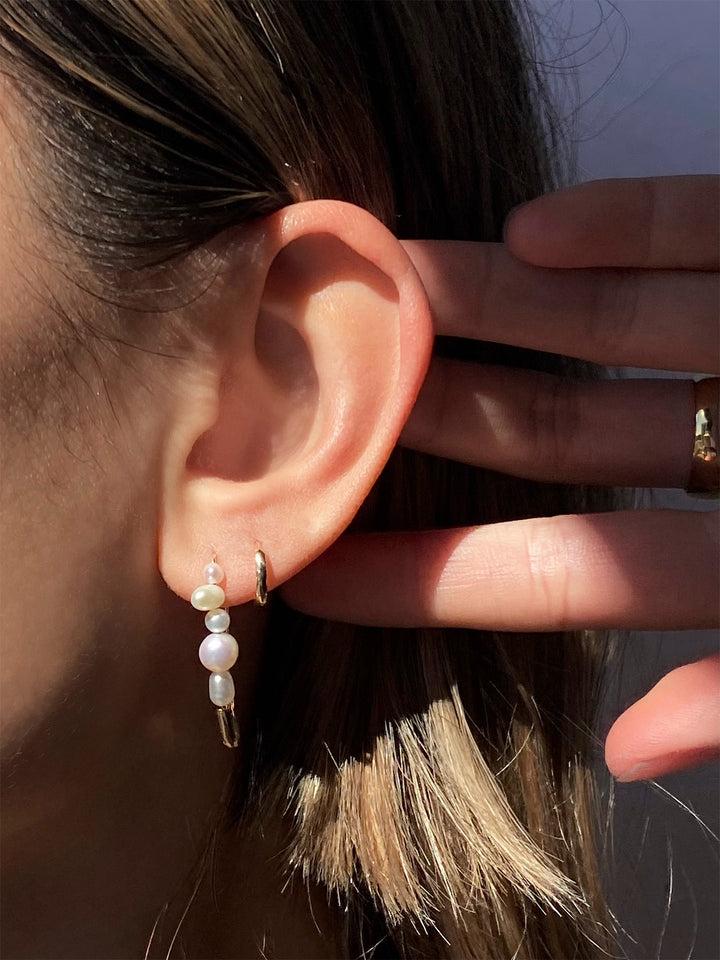 Loren Stewart Mixed Pearl Safety Pin Earring