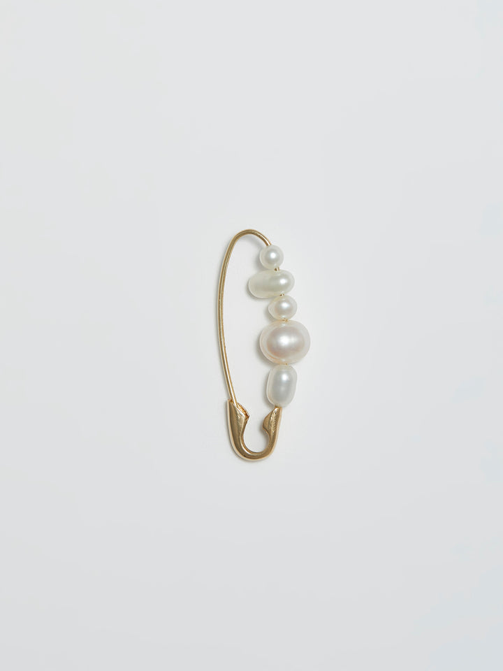 loren stewart Mixed Pearl Safety Pin Earring