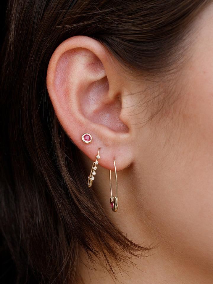 Loren Stewart Ruby Bezel Stud