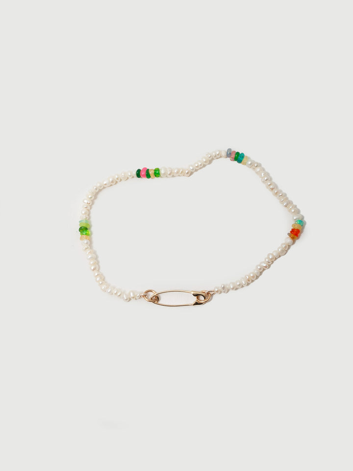 loren stewart Seed Pearl & Opal Safety Pin Bracelet