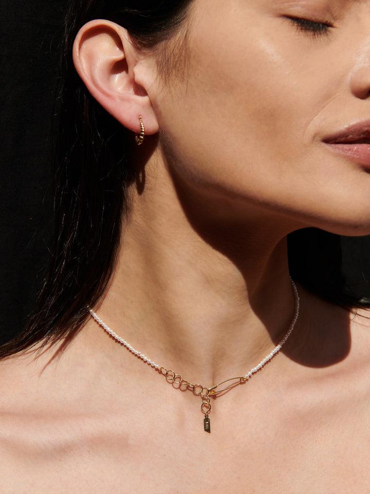 Loren Stewart Seed Pearl Safety Pin Choker